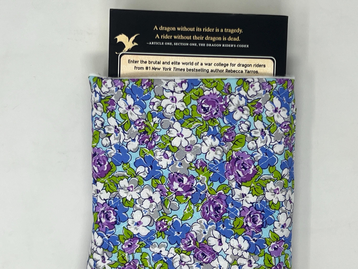 Blue and Purple Floral Quilted Book Sleeve 8 x 10 inch