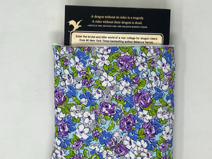 Blue and Purple Floral Quilted Book Sleeve 8 x 10 inch