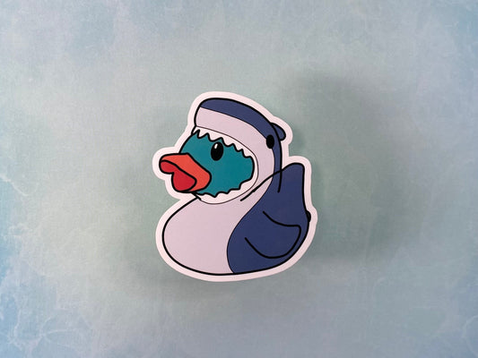 shark duck on blue background