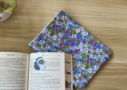 Blue and Purple Floral Quilted Book Sleeve 8 x 10 inch
